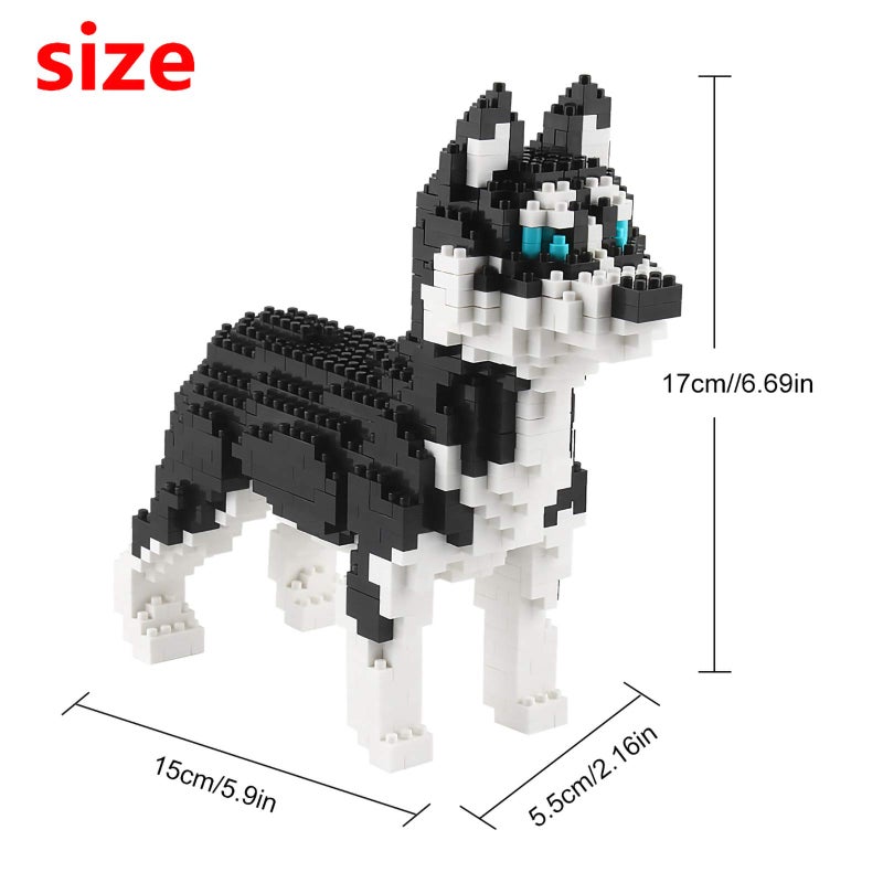 Larcele Micro Husky Dog Building Blocks Super Mini Pet Building Toy Bricks, 950 Pieces KLJM-02 (Husky) - Image 2